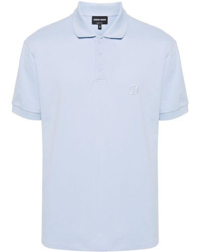 Giorgio Armani Logo-embroidered polo shirt - Bleu