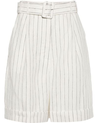 Lardini Pinstripe Linen Shorts - White
