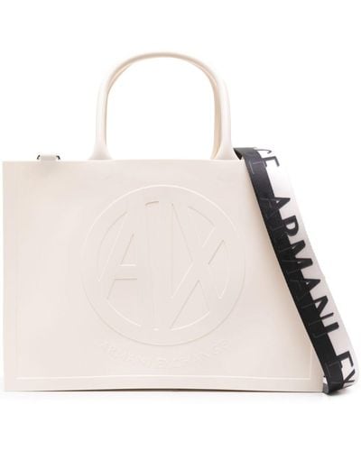 Armani Exchange Large Logo-embossed Tote Bag - Natural