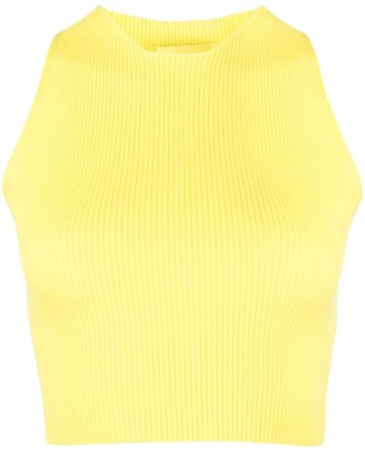 Aeron Ribbed-knit Cut-out Top - Yellow