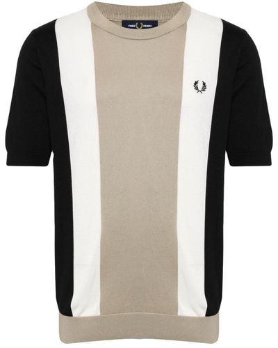 Fred Perry Colourblock Knitted T-shirt - Black