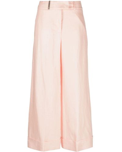 Peserico Pantalon palazzo à plis - Rose