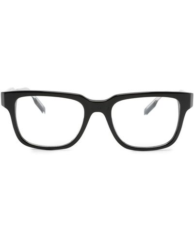 Zegna Eckige Brille mit Logo-Schild - Braun
