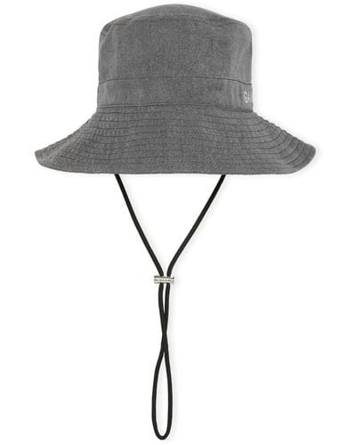 Ganni Sombrero de pescador vaquero con logo bordado - Gris