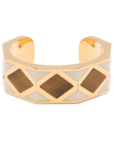 Aurelie Bidermann Armband Met Diagonale Cuffs - Naturel