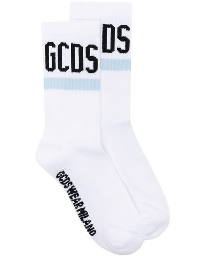 Gcds Geribbelde Sokken Met Geborduurd Logo - Wit