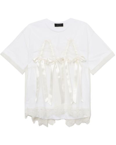 Simone Rocha Tulle-overlay Bow-detail T-shirt - White