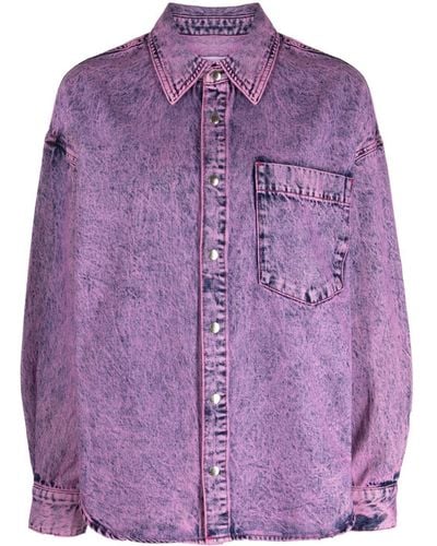 Izzue Bleached Denim Shirt - Purple
