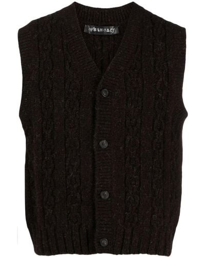 Our Legacy V-neck Wool Cable-knit Vest - Black