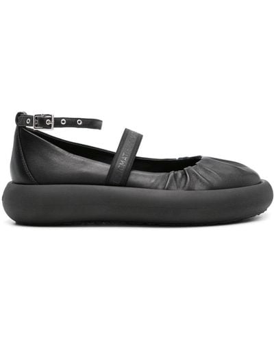 Vic Matié Ankle-strap Leather Ballerina Shoes - Black