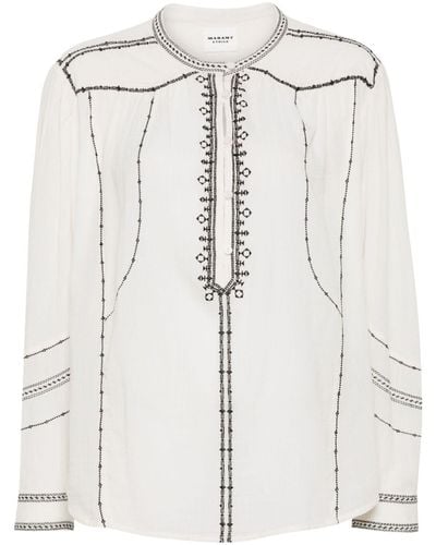 Isabel Marant Pelson Embroidered Cotton Blouse - Natural