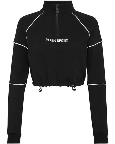 Philipp Plein Cropped-Sweatshirt mit Logo-Print - Schwarz