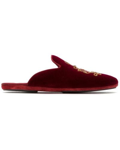 Dolce & Gabbana Slippers con logo bordado - Rojo