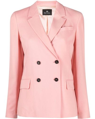 PS by Paul Smith Double-breasted Wool Blazer - Pink