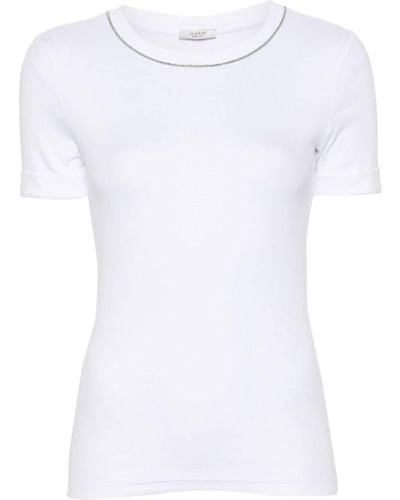 Peserico ビーズトリム Tシャツ - ホワイト