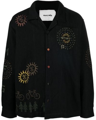 STORY mfg. Greetings Star-motif Printed Shirt - Black