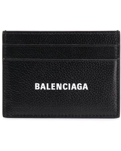 Balenciaga Porte-cartes en cuir avec logo - Noir