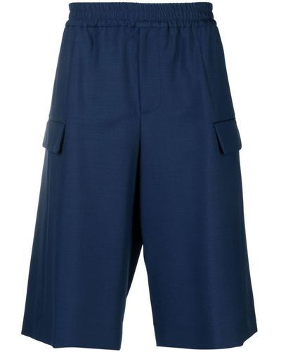 Alexander McQueen Pantalones cortos anchos con pinzas - Azul