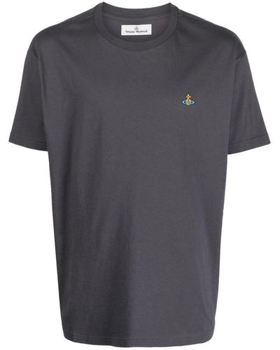 Vivienne Westwood Logo-embroidered Cotton T-shirt - Grey