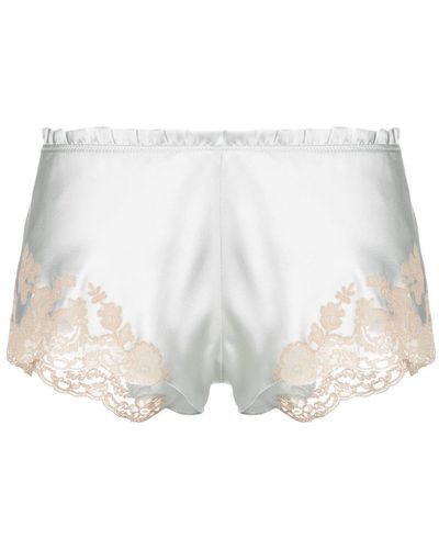 Carine Gilson Pantalones cortos de pijama Calais-Caudry con ribete de encaje - Blanco