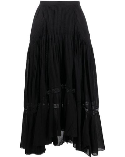 Isabel Marant High Waist Ruffled Midi Skirt - Black