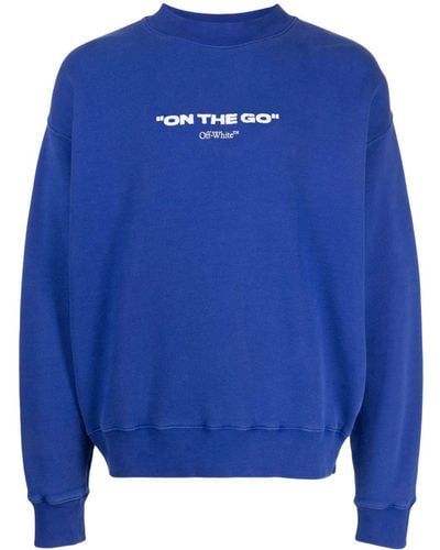 Off-White c/o Virgil Abloh Sweatshirt mit Slogan-Stickerei - Blau