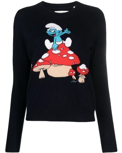 Chinti & Parker Toadstool Smurf Crew-neck Sweater - Black