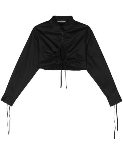 ANDREADAMO Panelled Cropped Shirt - Black