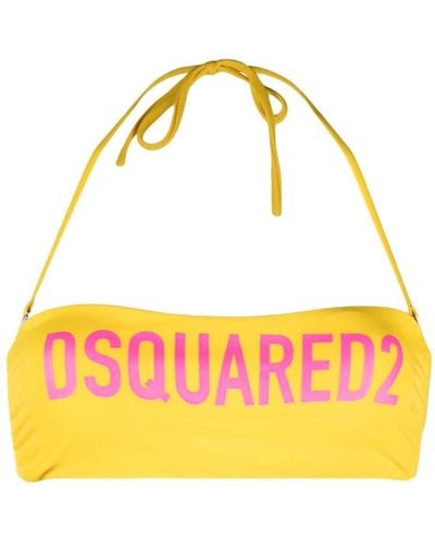 DSquared² Logo-print Bikini Top - Yellow