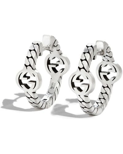 Gucci Interlocking G Chain Hoop Earrings - Metallic