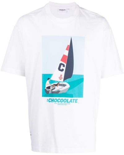 Chocoolate T-shirt Met Print - Blauw