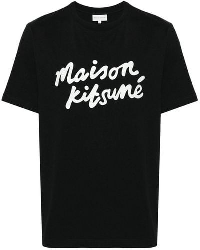 Maison Kitsuné T-Shirt mit Logo-Print - Schwarz