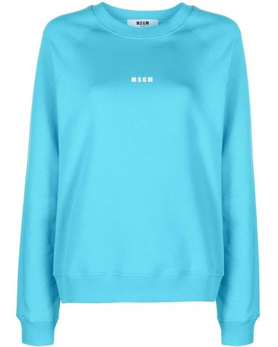 MSGM Logo-print Cotton Sweatshirt - Blue