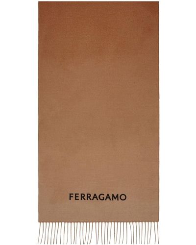 Ferragamo グラデーション カシミアスカーフ - ブラウン