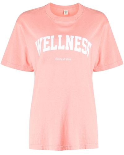 Sporty & Rich T-Shirt mit Logo-Print - Pink
