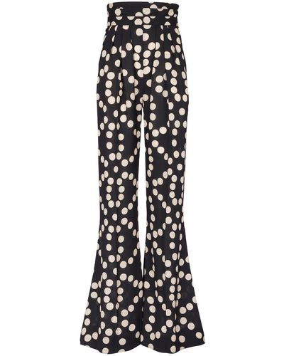 Balmain Polka-dot Wide-leg Silk Pants - White