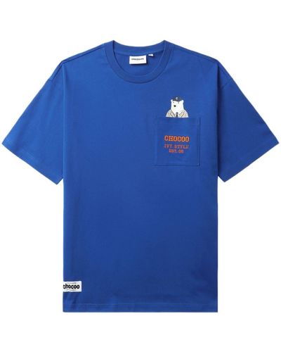 Chocoolate Chocoo Bear Cotton T-shirt - Blue