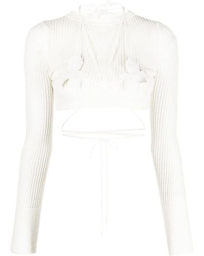 ANDREADAMO Open-knit Crop Top - White