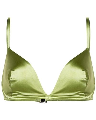 Form and Fold The Triangle Satin Bikini Top - Green