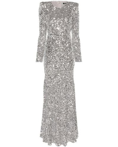 Elisabetta Franchi Sequin-embellished Maxi Dress - Gray