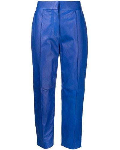 Maison Ullens High-waisted Lambskin Trousers - Blue