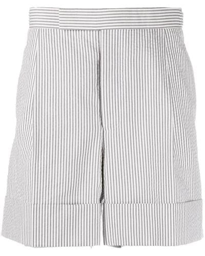 Thom Browne Seersucker striped tailored shorts - Blanco