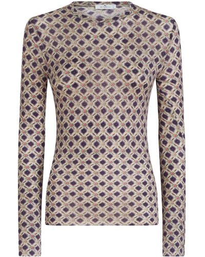 Etro Graphic-print Knitted Top - Brown