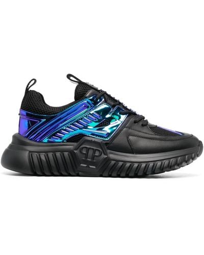Philipp Plein Holographic-effect Low-top Sneakers - Blue