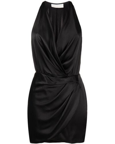 Michelle Mason Silk Halterneck Mini Dress - Black