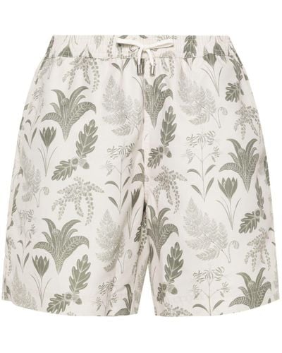 Sunspel Leaf-print Swim Shorts - White
