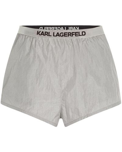 Karl Lagerfeld Bermudas con logo en la cinturilla - Gris