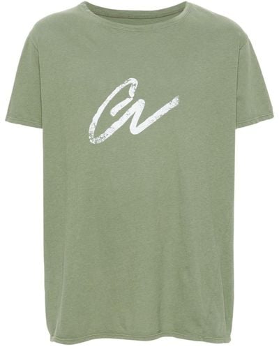 Greg Lauren T-Shirt mit Logo-Print - Grün