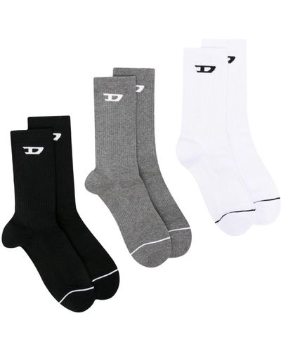 DIESEL Skm-ray Oval D-print Socks (pack Of Three) - White