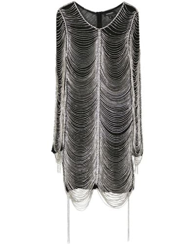 retroféte Mini-jurk Met Kristallen - Grijs